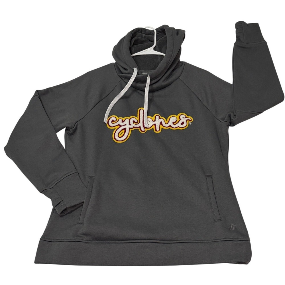 Authentic Brand Iowa State Cyclones Cowl Neck Hoodie Gray Medium Thumbholes